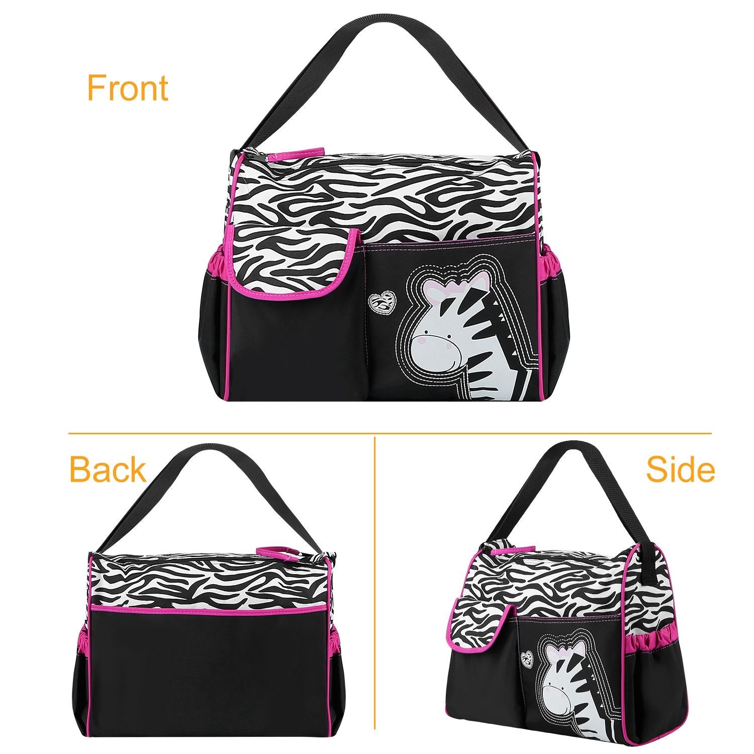 (zebra_pink)Diaper Bag w/Changing Pad - BagNook