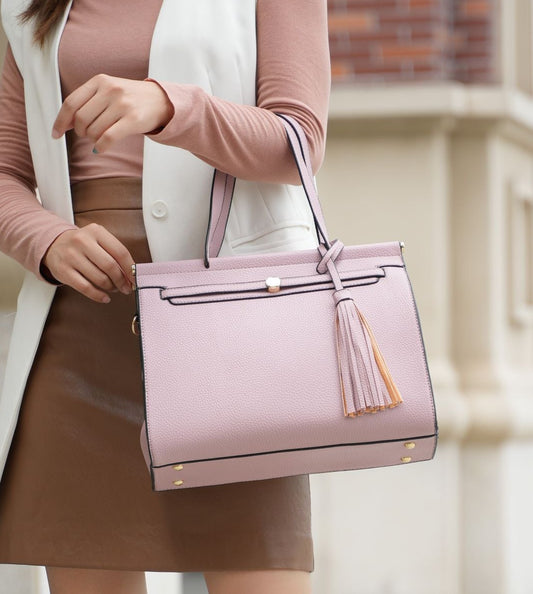 (mauve)Shelby Satchel Handbag with Wallet by Mia k - BagNook
