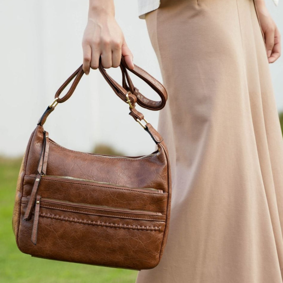 (brown)Oakley Shoulder Bag Vegan Leather by Mia K - BagNook