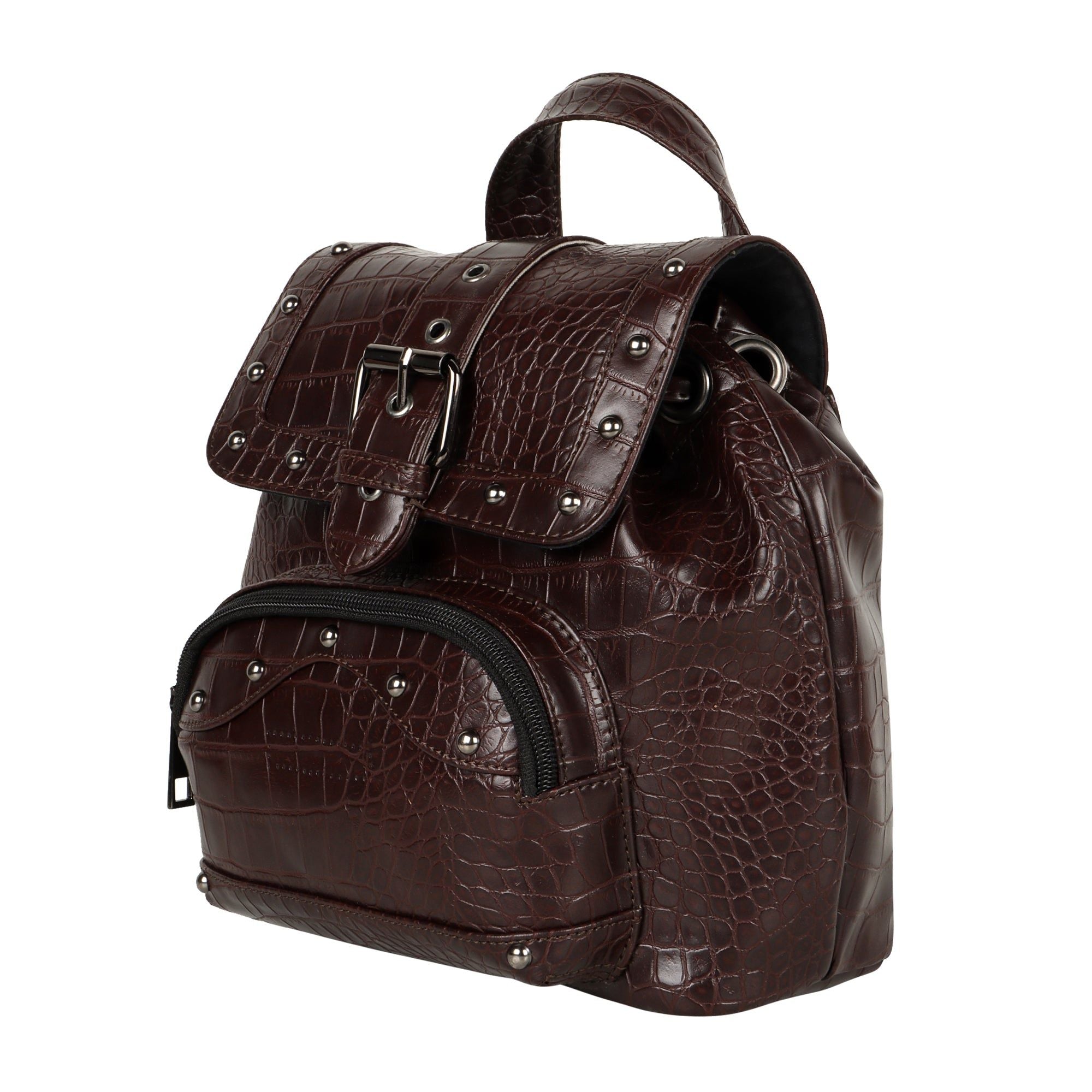 Katy Croc Print Mini Backpack - Upcycled Leather - BagNook