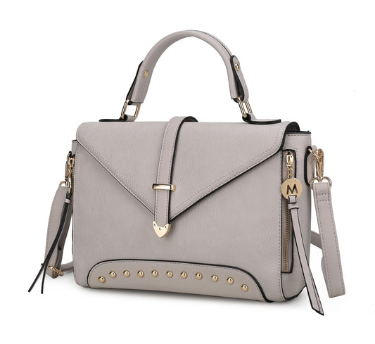 (grey)Angela Women's Vegan Leather Satchel Bag By Mia K - BagNook