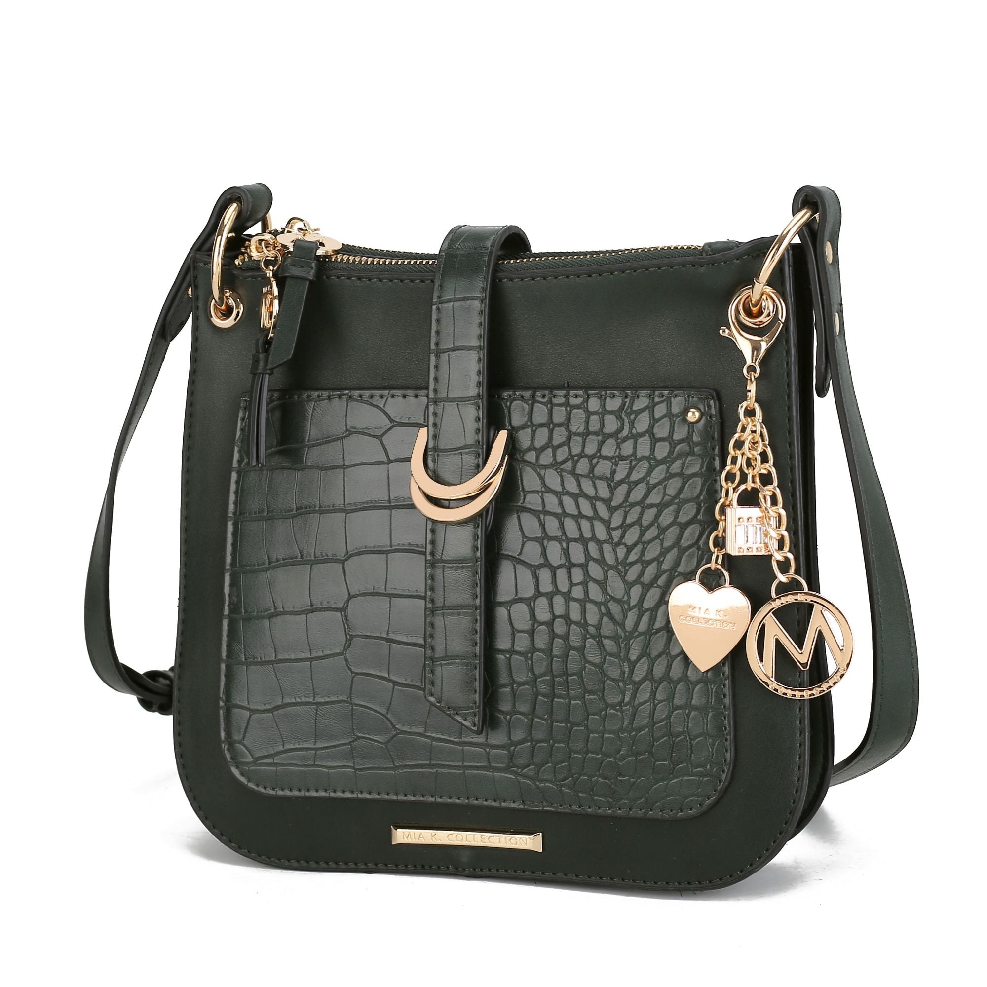(forest green)Kiltienne Crossbody Handbag Vegan Leather by Mia K - BagNook