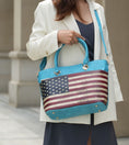 Load image into Gallery viewer, (turquoise)Lilian Vegan Leather Women FLAG Tote Bag by Mia K - BagNook
