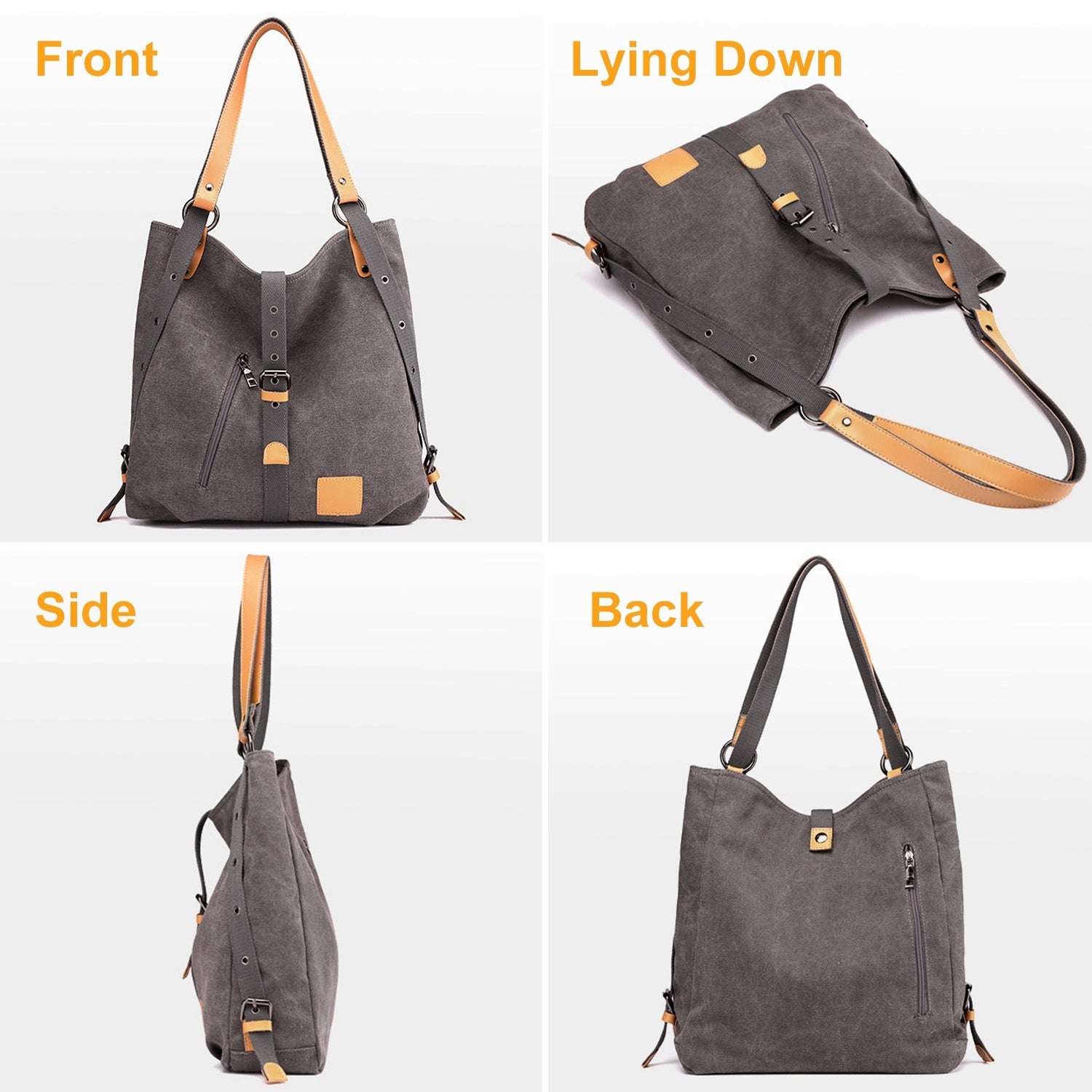 (grey)Canvas Tote / Backpack - BagNook