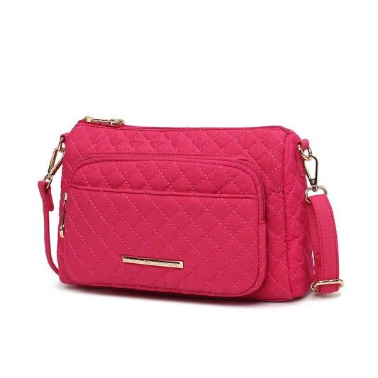 (fuchsia)Rosalie Solid Quilted Cotton Shoulder Bag by Mia K - BagNook
