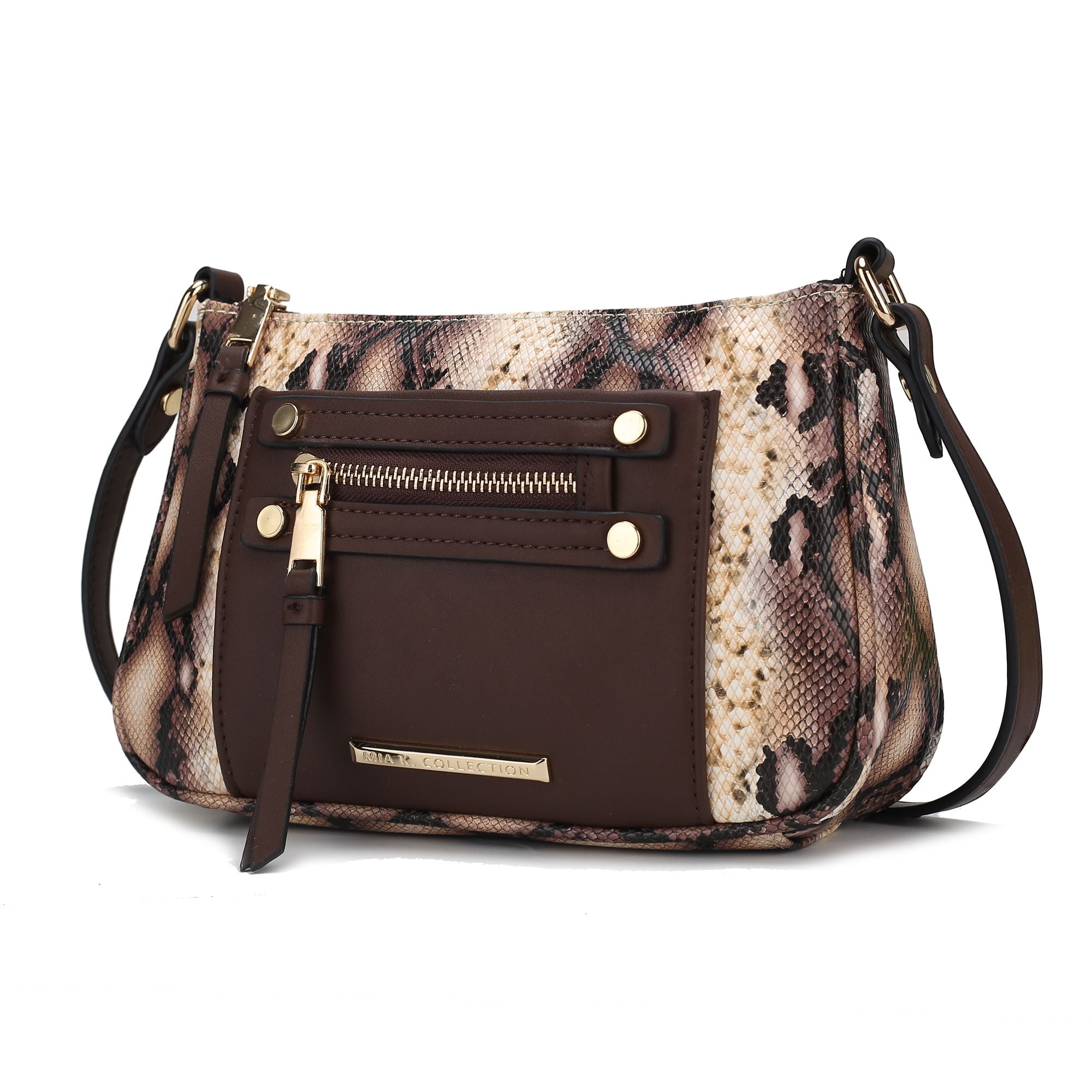 (coffee)Essie Snake embossed Crossbody by Mia K - BagNook