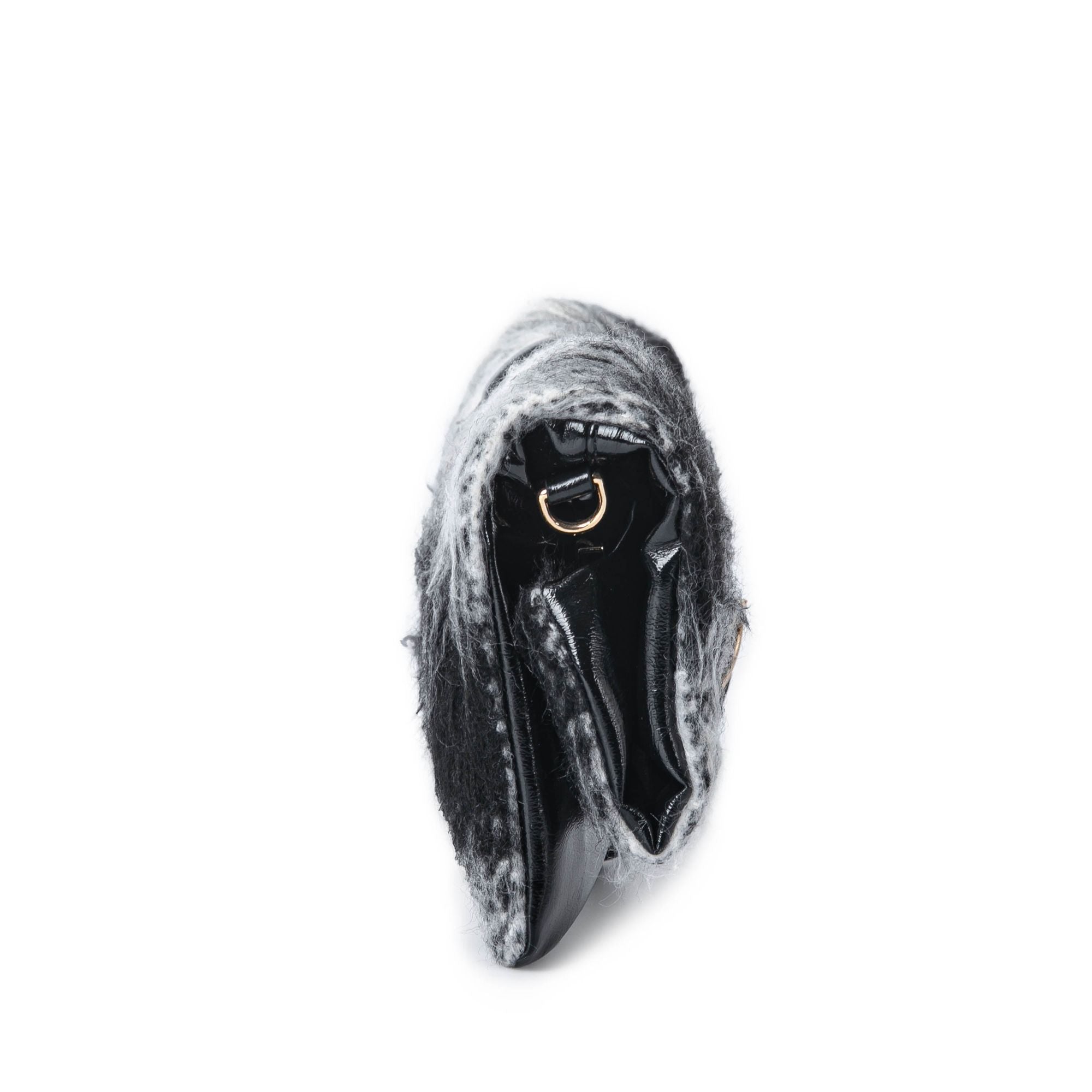 (black)Koumei Wristlet w/Snap, Faux Shearling by Mia K - BagNook