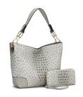 Load image into Gallery viewer, (lt grey)Wandy Soft Vegan Leather Hobo & Wallet Set by Mia K - BagNook
