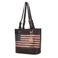 Load image into Gallery viewer, (chocolate)Vera Vegan Leather Patriotic Flag Women Tote by Mia K - BagNook
