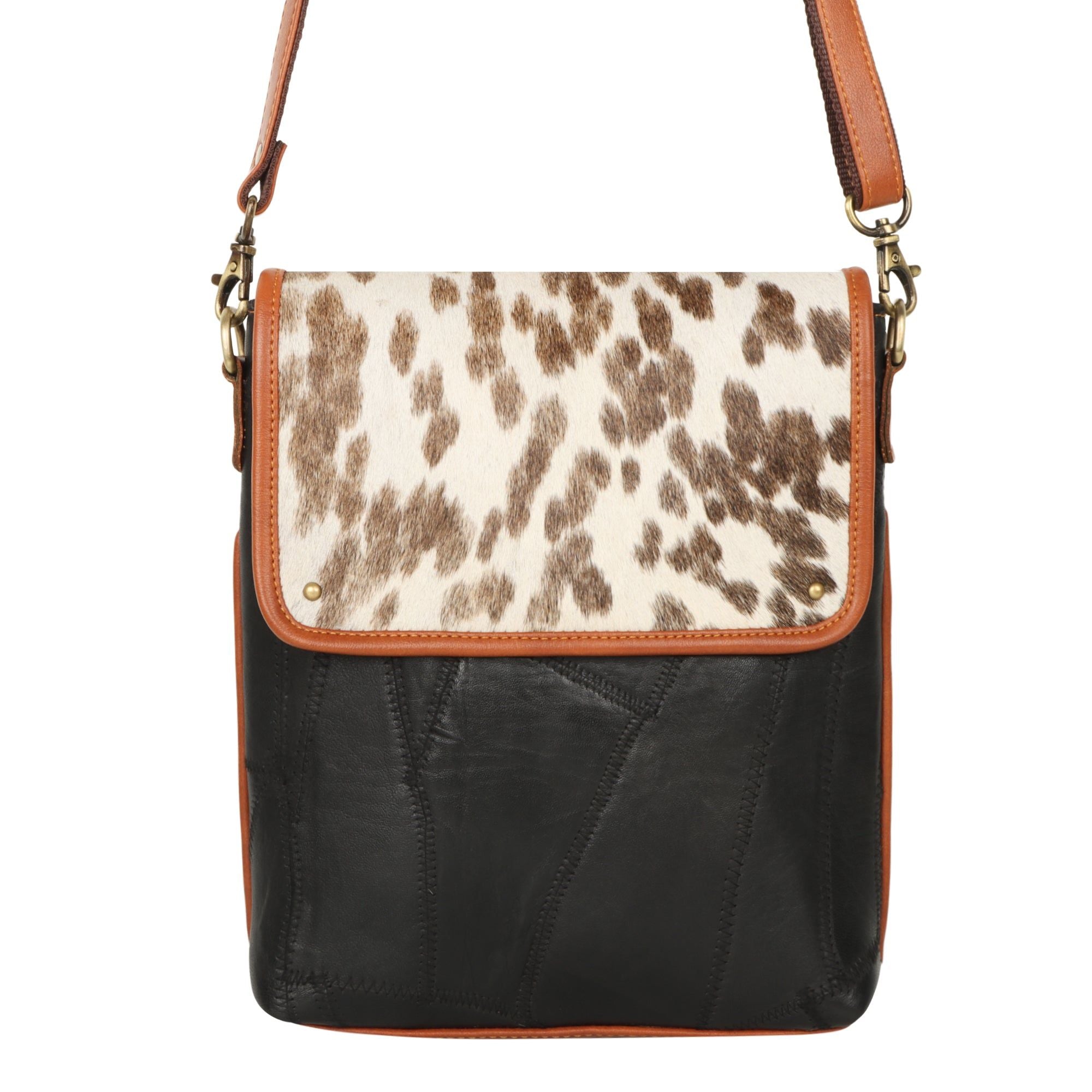 Cavalier Crossbody w/ Top Closure - Hairon - Upcycled Leather - BagNook