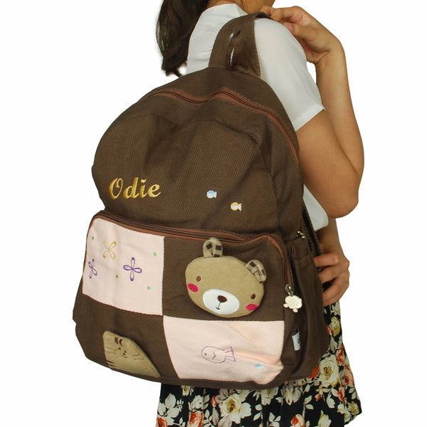 Bear House Fabric Art School Daypack - BagNook