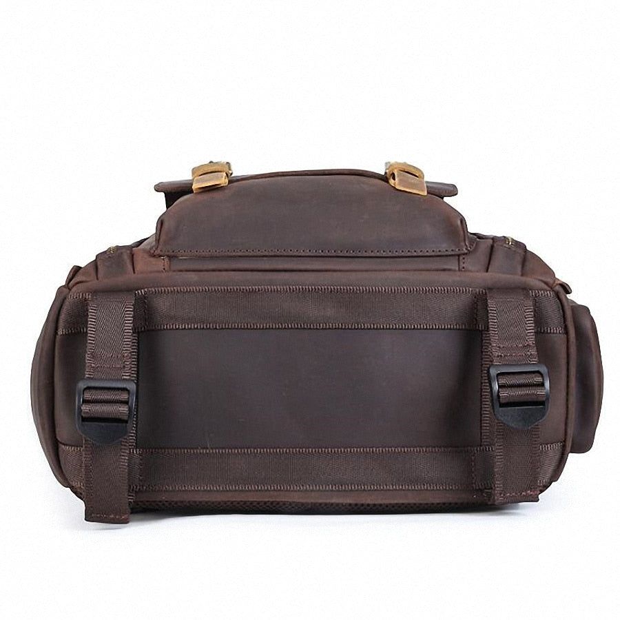 The Gaetano | Large Leather Backpack Camera Bag w/Tripod Holder - BagNook