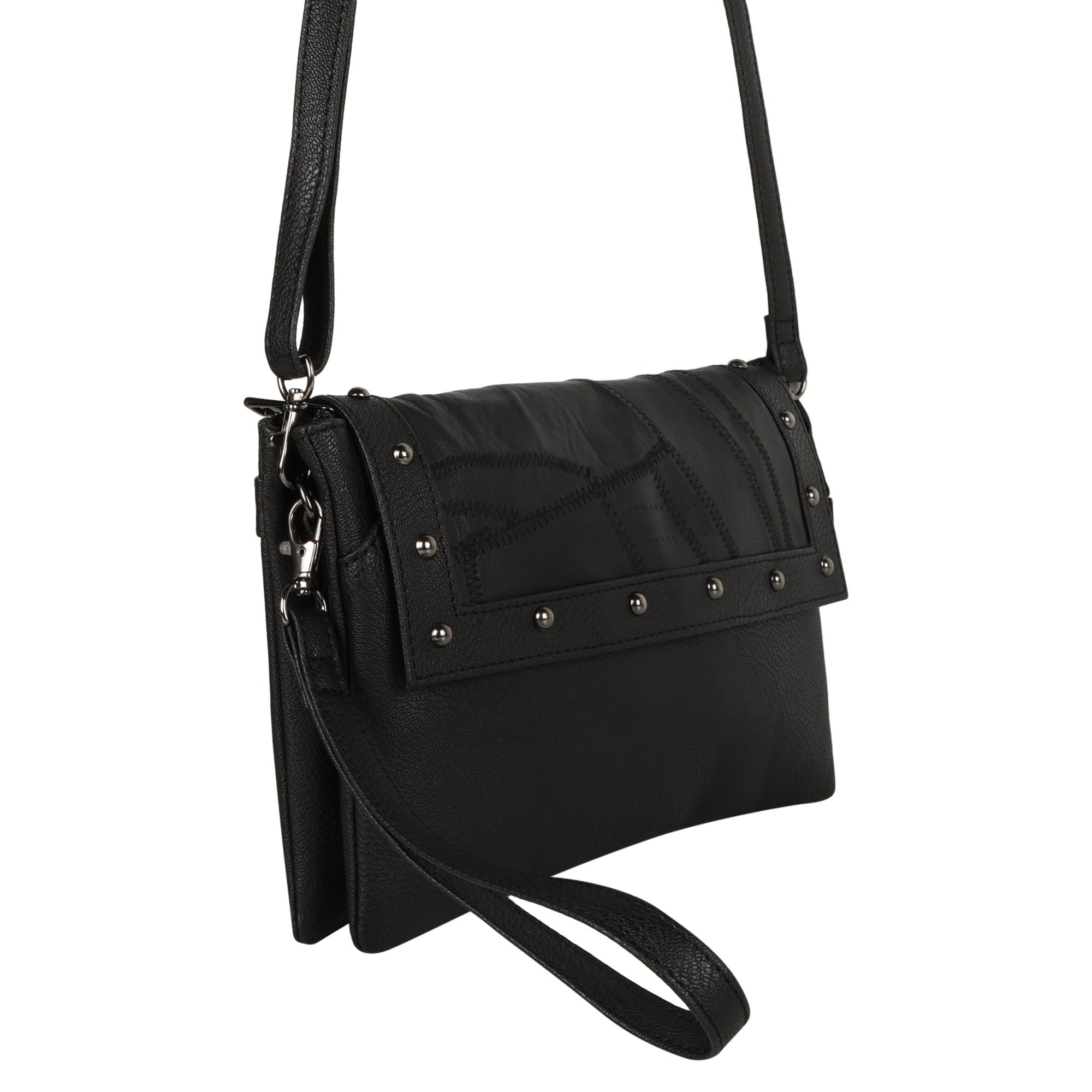 Mel Black Leather Convertible Crossbody - BagNook