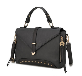 (charcoal)Angela Women's Vegan Leather Satchel Bag By Mia K - BagNook