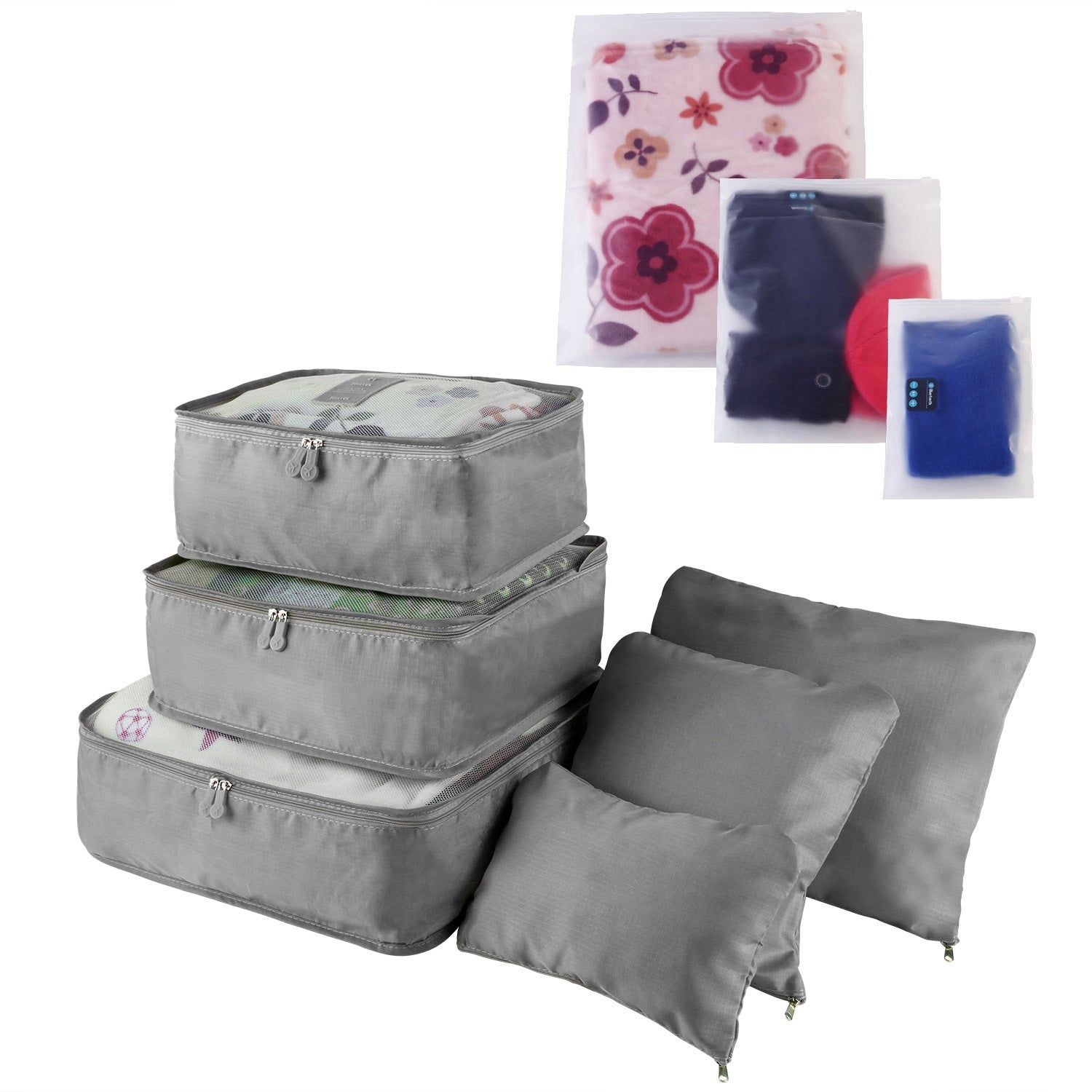 (gray)9pc Travel Luggage Organizer - BagNook
