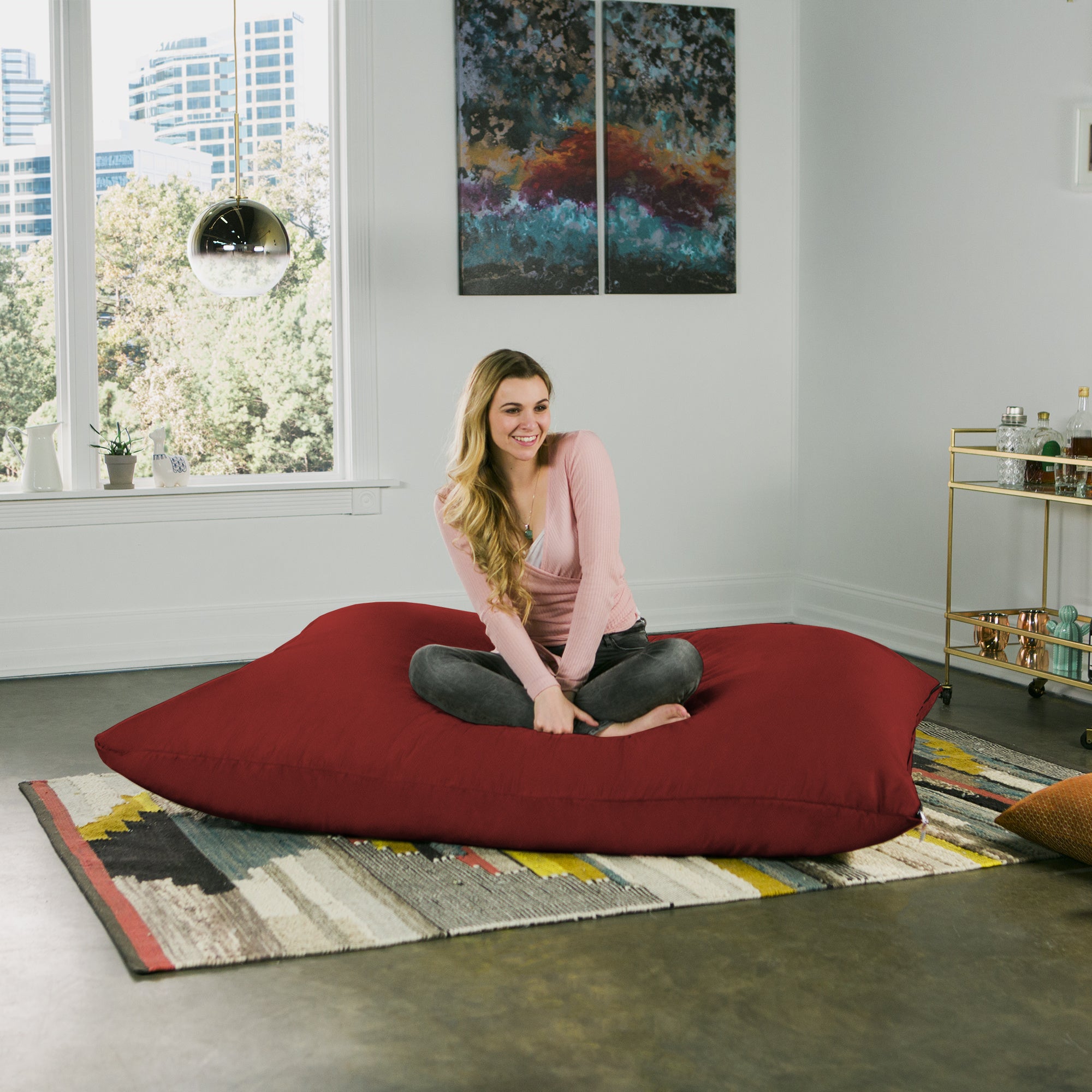Jaxx 5.5 ft Pillow Saxx Bean Bag Pillow, Cinnabar - BagNook