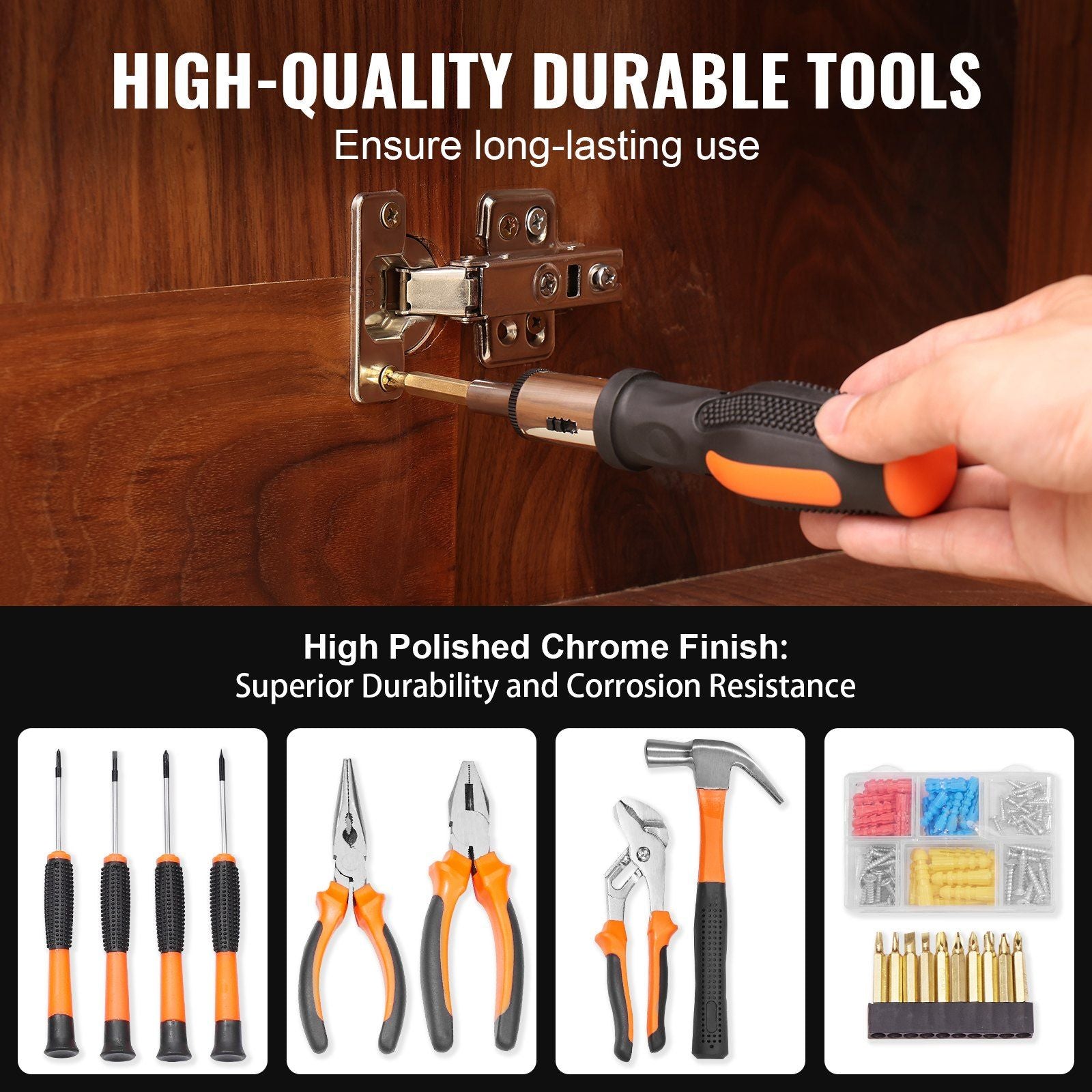VEVOR 146 Piece General Household Hand Tool Set w/drill - BagNook