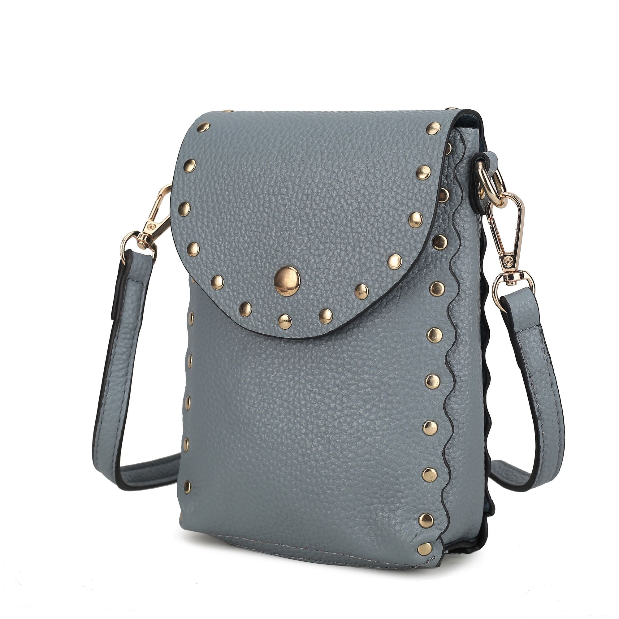 (denim)Filomena Vegan Leather Crossbody by Mia K - BagNook