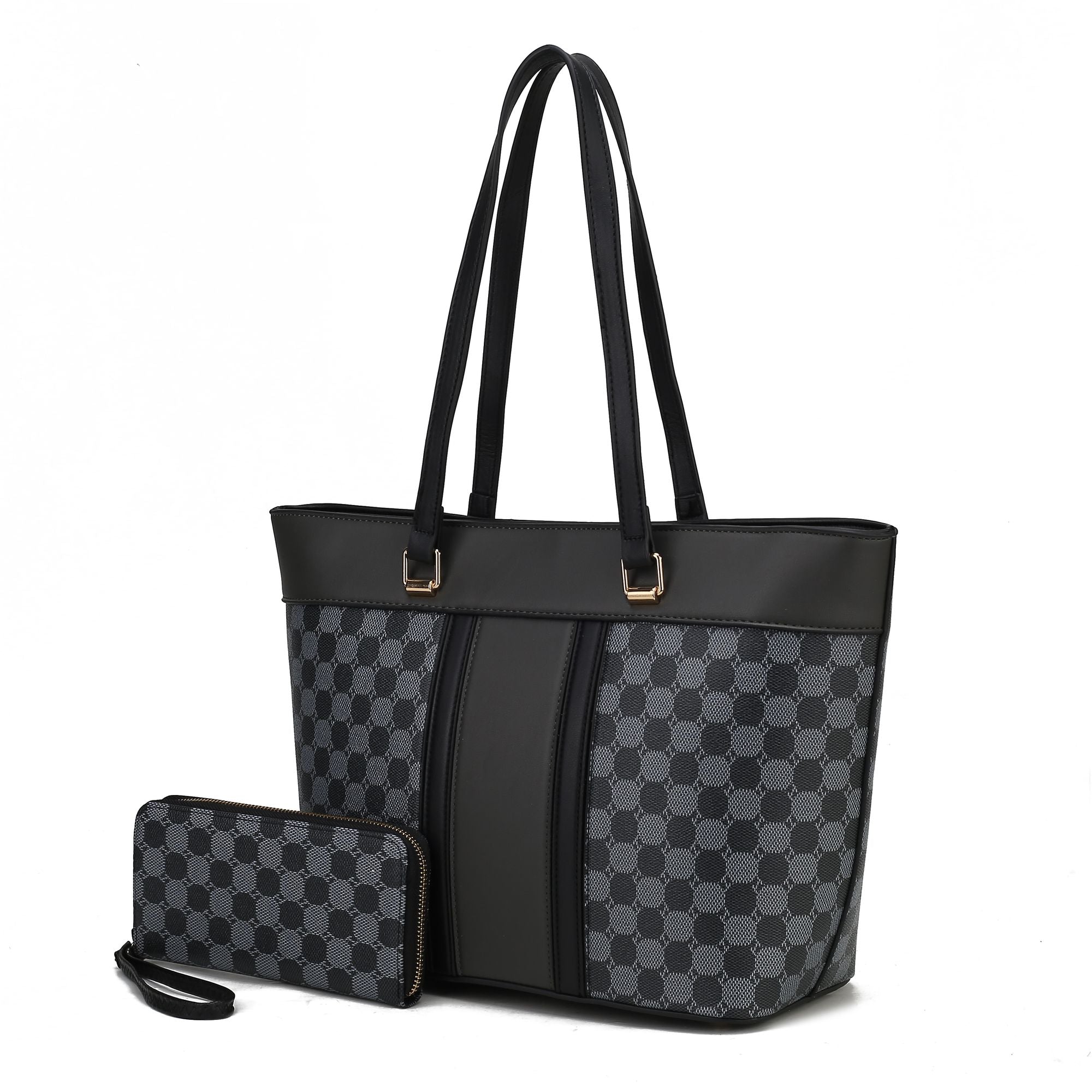 (black-black)Fabiola Tote Handbag with Wallet by Mia k - BagNook