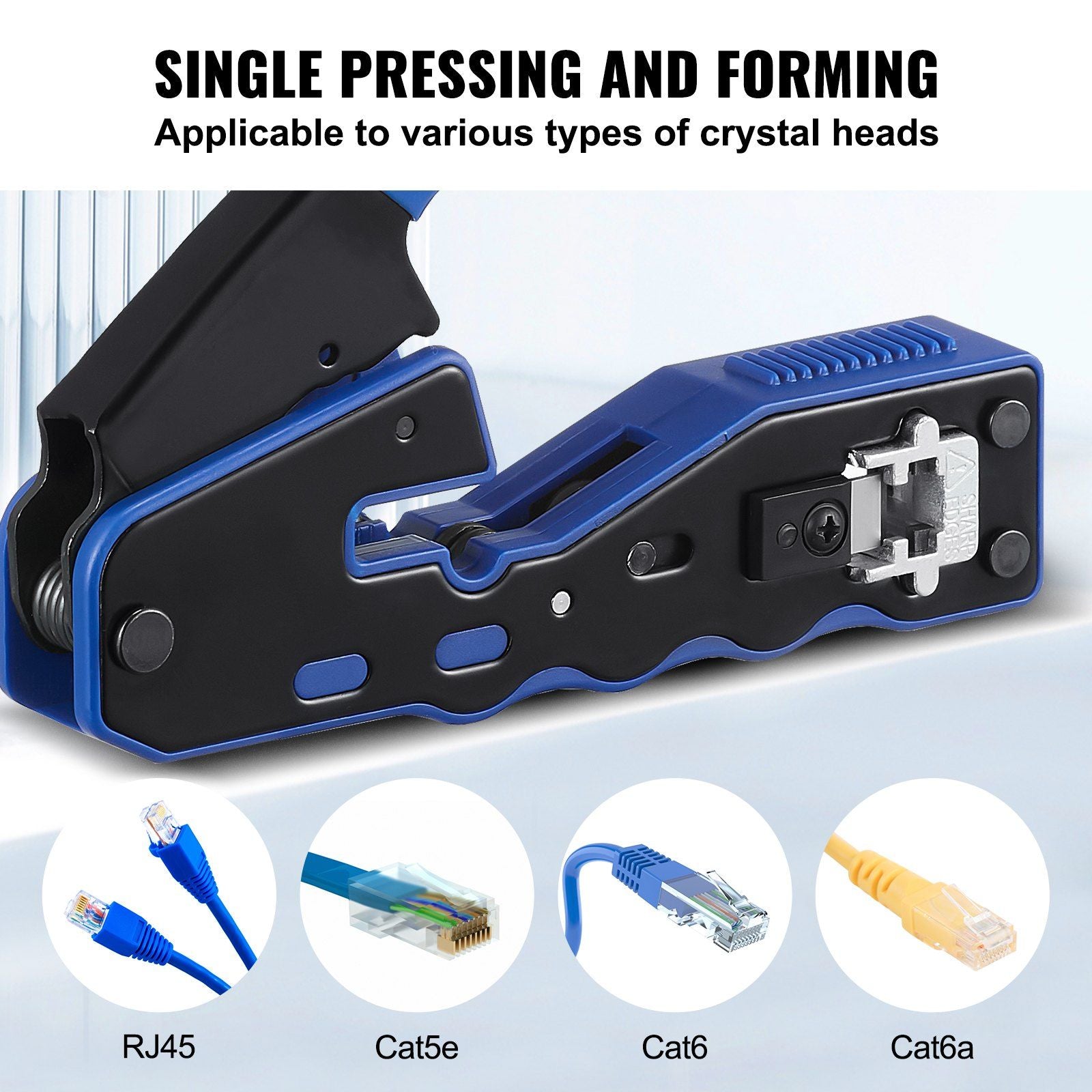 VEVOR Ethernet Crimping Tool Kit, 8-Position Cat5e / Cat6 / Cat6a - BagNook