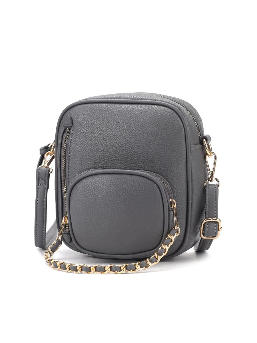 (charcoal)Winona Vegan Leather Crossbody by Mia k - BagNook