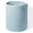 Load image into Gallery viewer, Recycled Cotton Laundry Basket - White Blue Mélange Woven Rope - BagNook
