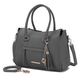 (charcoal)Valeria Satchel Handbag with Keyring by Mia K - BagNook