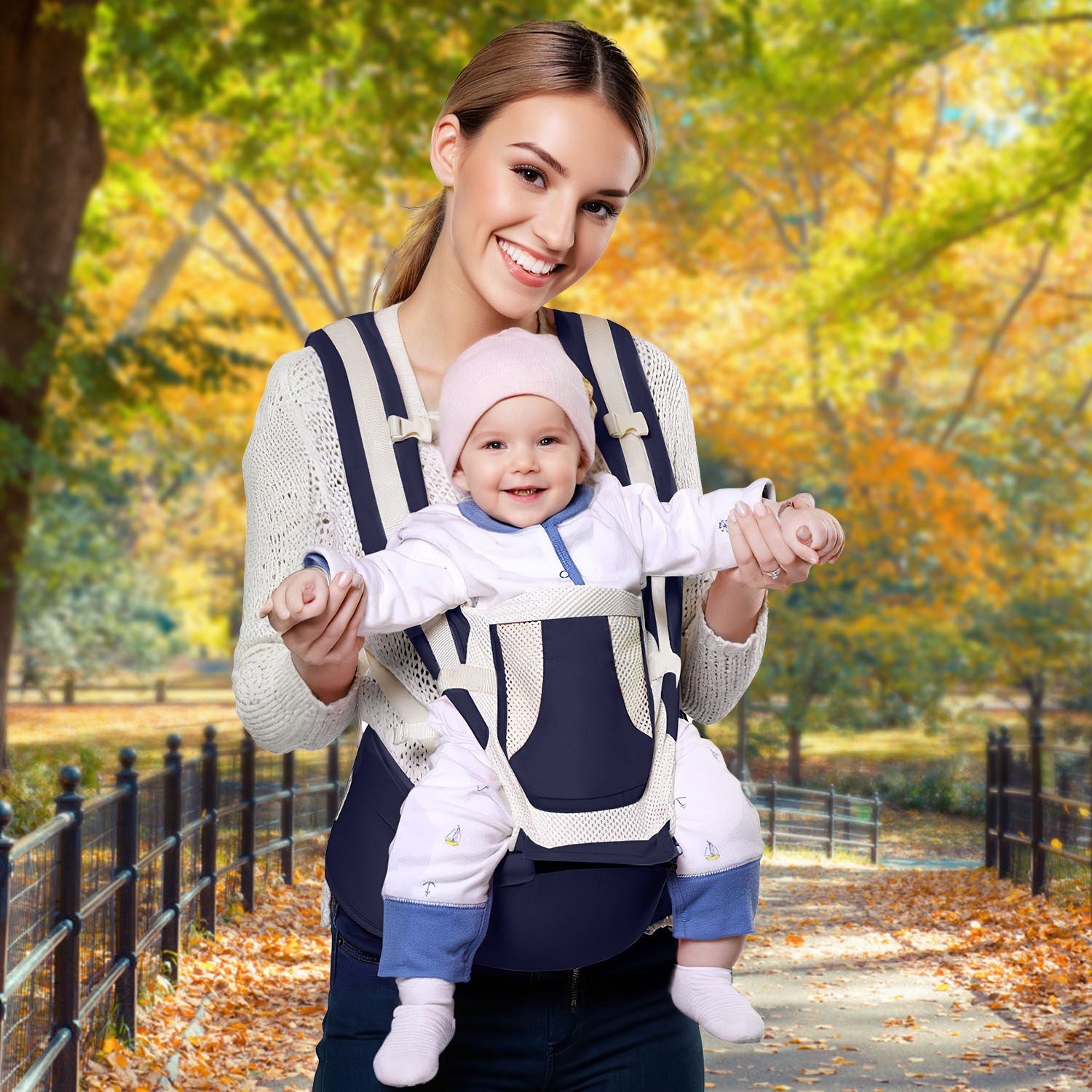 (navyblue)Multi Baby Carrier with Hip Seat - BagNook