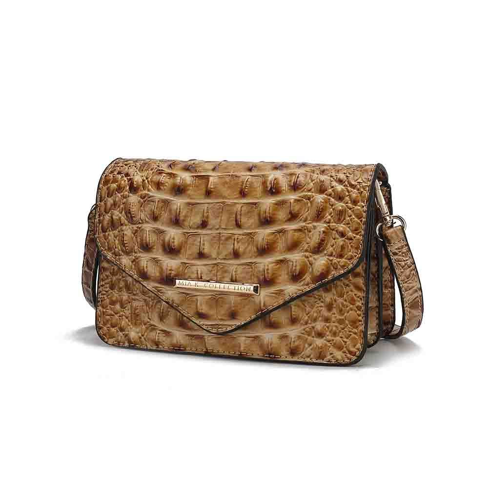 (taupe)Vanta Croc-Embossed Saddle by Mia K - BagNook