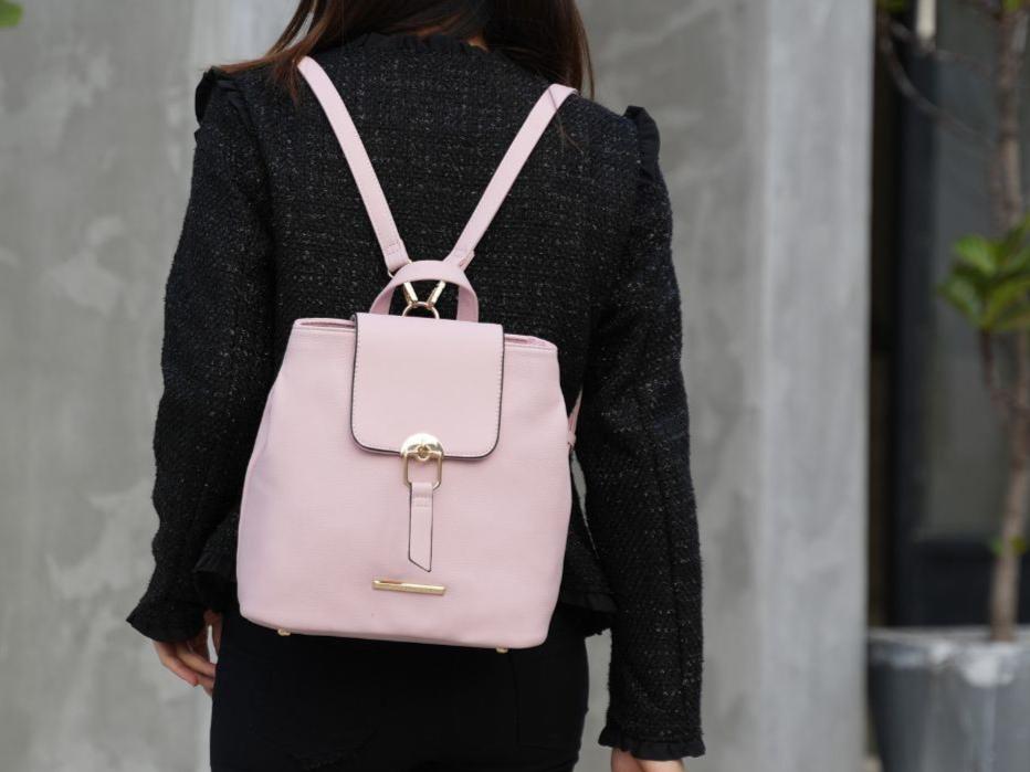 (pink)Ingrid Vegan Leather Convertible Daypack by Mia k - BagNook
