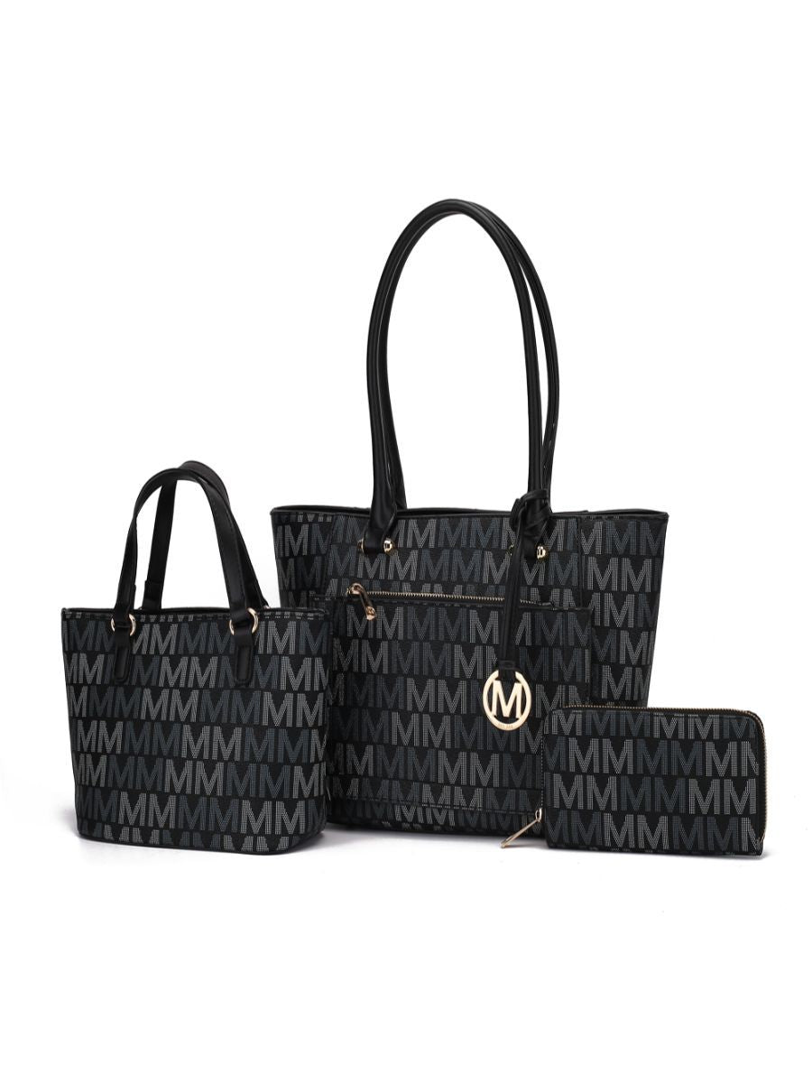 (black)Lady II M Signature Tote & Wallet Set by Mia k - BagNook