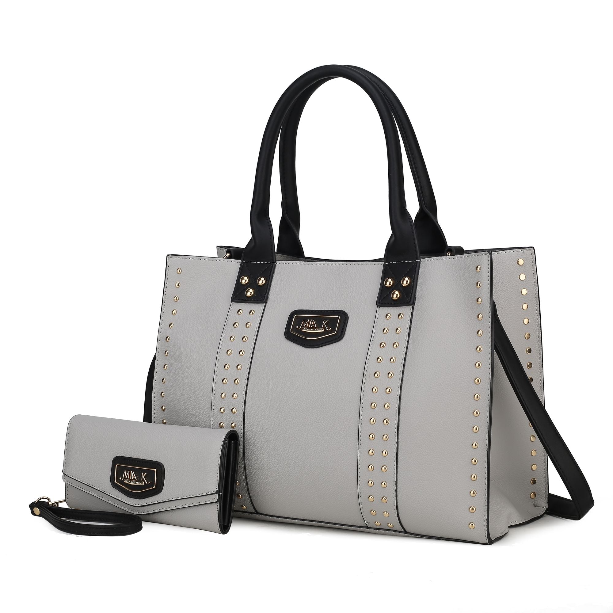 (grey)Davina Tote Set w/wallet her Crossover Womens Purse by Mia K - BagNook