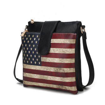 (black)Josephine Vegan Leather FLAG Crossbody by Mia K - BagNook