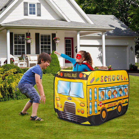 Kids Indoor-Outdoor Play Tent Pop Up School Bus w/Bag - BagNook
