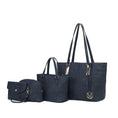Load image into Gallery viewer, (navy)Arya 4pc Signature Vegan Leather Tote Bag Set by Mia K - BagNook
