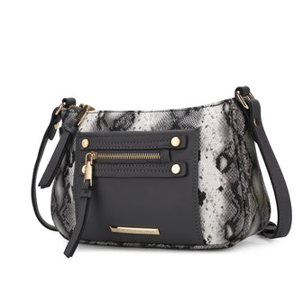 (charcoal)Essie Snake embossed Crossbody by Mia K - BagNook