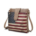 Load image into Gallery viewer, (taupe)Josephine Vegan Leather FLAG Crossbody by Mia K - BagNook

