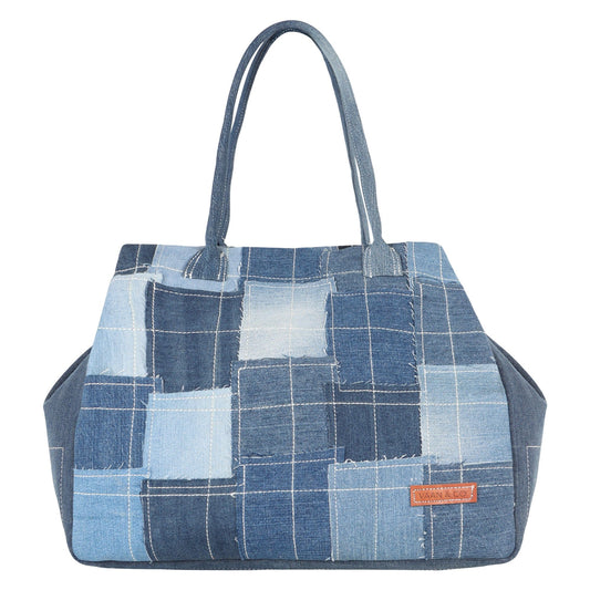 Terri Large Denim Patchwork Purse - Upcycled - BagNook