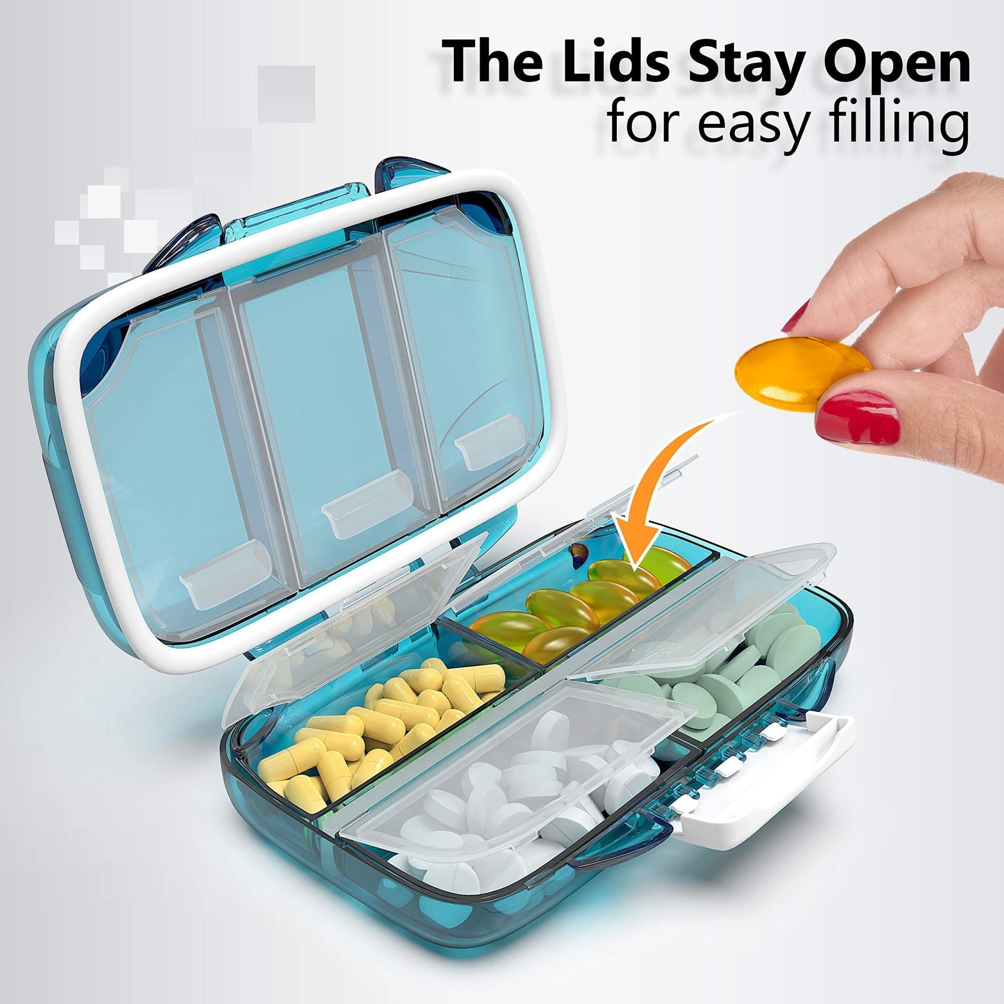 Travel Pill Organizer - 7 Compartments - Green - BagNook