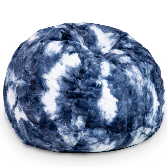Jaxx Saxx 3 ft Bean Bag Chair - Faux Fur - Blue & White - BagNook