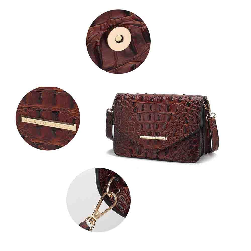 (brown)Vanta Croc-Embossed Saddle by Mia K - BagNook
