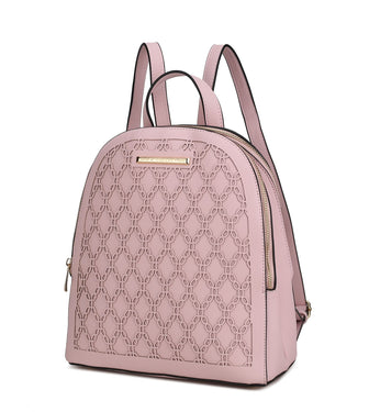 (blush)Sloane Vegan Leather Multi-Compartment Backpack by Mia K - BagNook