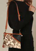Load image into Gallery viewer, Grayson Wide Crossbody Bag w/ Pocket - White Hairon - Upcycled - BagNook
