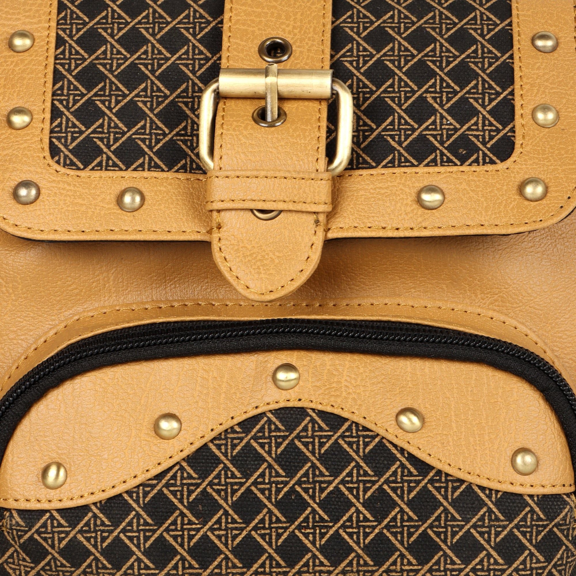Tayla Diamond Print Mini Backpack - Upcycled Leather - BagNook