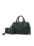 Load image into Gallery viewer, (olive green)Lara Vegan Leather Satchel with Wallet by Mia k - BagNook
