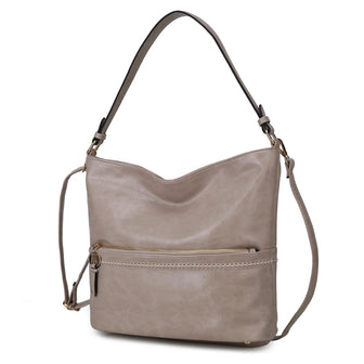 (beige)Sierra Hobo Handbag Vegan Leather by Mia K - BagNook