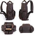 Load image into Gallery viewer, The Gaetano | Large Leather Backpack Camera Bag w/Tripod Holder - BagNook
