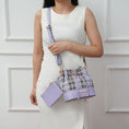 Load image into Gallery viewer, (lilac)Diva PVC Tote Bag with Tweed Bucket Bag by Mia K. - BagNook
