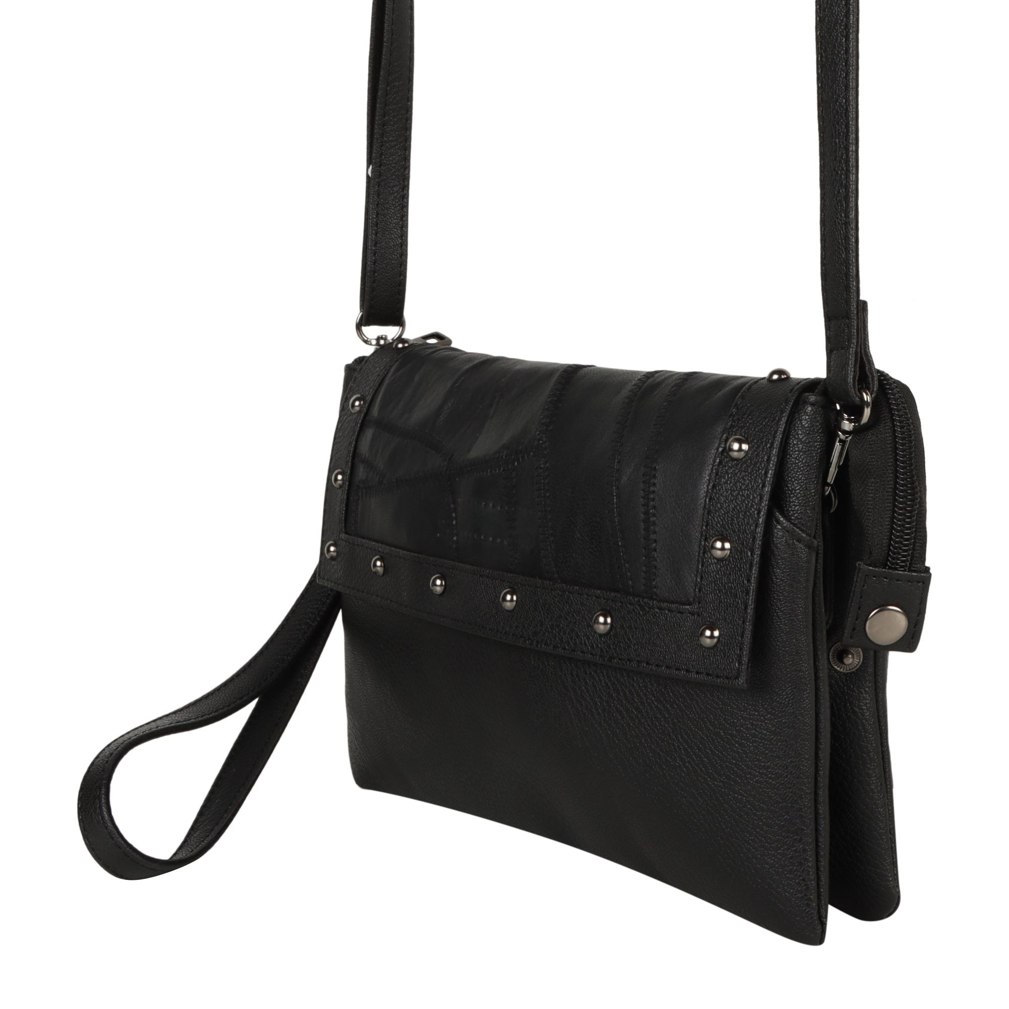 Mel Black Leather Convertible Crossbody - BagNook