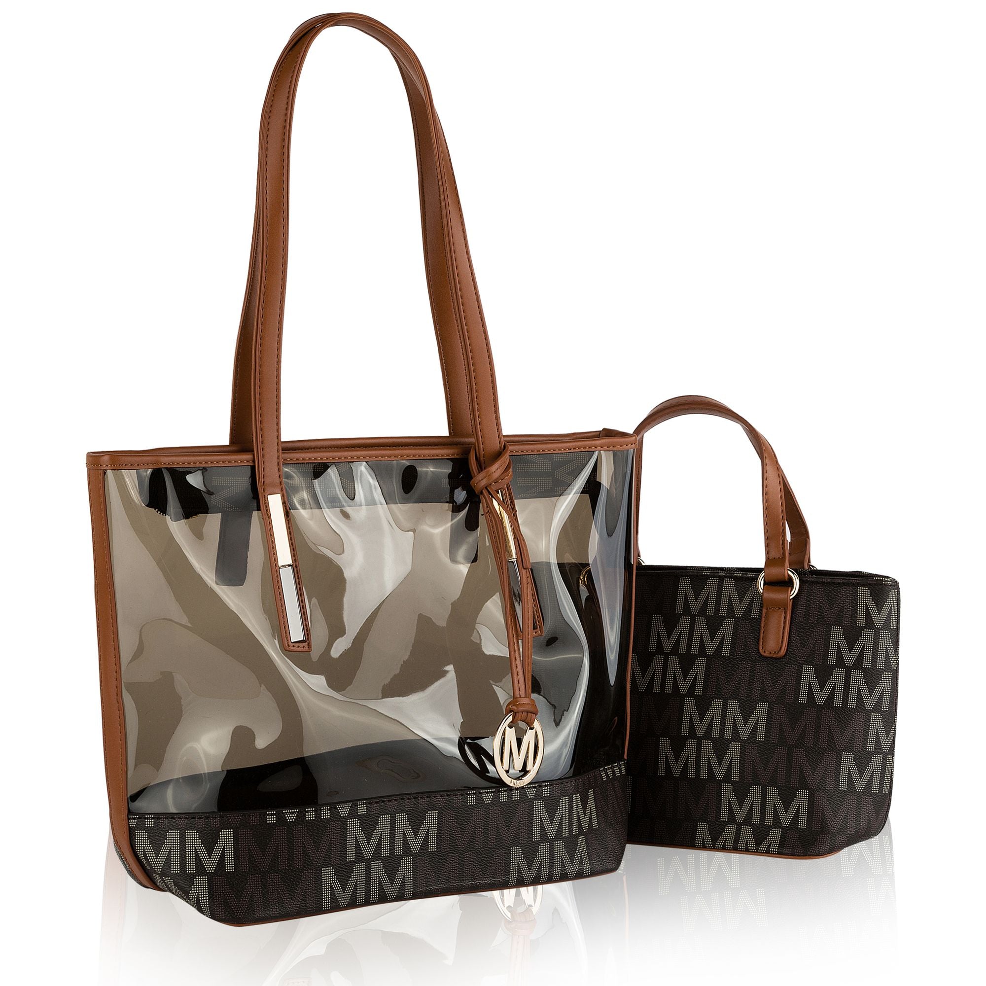(brown)Tayla 2pc Tote & Mini by Mia K - BagNook